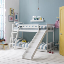 Nöa & Nani Noa & Nani Kids Solid Wood Cabin Bed Low With Bunk Underbed Slide & Pirate Hideaway Package In Classic White Tuva - thumbnail 4