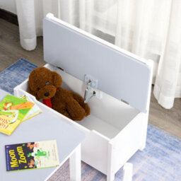 Homcom 4-Piece Set Kids Wood Table Chair Bench W/ Storage Function For 3 Years+ - thumbnail 9
