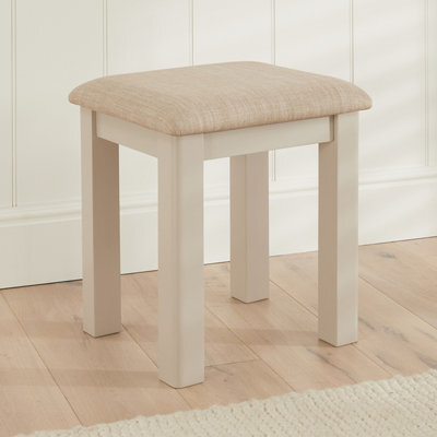 The Furniture Market Marbury Putty Grey Painted Dressing Table Stool Upholstered Natural Oatmeal Fabric Seat Pad Timeless Charm For Any Bedroom - image 1