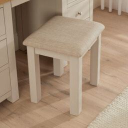 The Furniture Market Marbury Putty Grey Painted Dressing Table Stool Upholstered Natural Oatmeal Fabric Seat Pad Timeless Charm For Any Bedroom - thumbnail 3