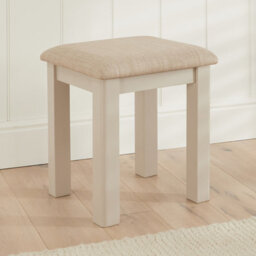 The Furniture Market Marbury Putty Grey Painted Dressing Table Stool Upholstered Natural Oatmeal Fabric Seat Pad Timeless Charm For Any Bedroom - thumbnail 1