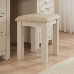 The Furniture Market Marbury Putty Grey Painted Dressing Table Stool Upholstered Natural Oatmeal Fabric Seat Pad Timeless Charm For Any Bedroom - thumbnail 2