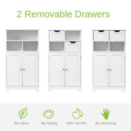 Costway Bathroom Floor Cabinet Wooden Kitchen Storage Cupboard W/ Adjustable Shelf & Doors - thumbnail 5