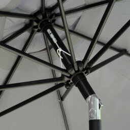 Outsunny 2.7M Patio Umbrella Garden Parasol With Crank, Ruffles, 8 Ribs, Grey - thumbnail 9