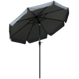 Outsunny 2.7M Patio Umbrella Garden Parasol With Crank, Ruffles, 8 Ribs, Grey - thumbnail 2