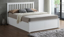 Save On Goods UK 5Ft King Size Ottoman Gas Lift Up Storage White Painted Finish Wood Wooden Bed Frame.raise Up Underbed Storeage Solid Woodern - thumbnail 2