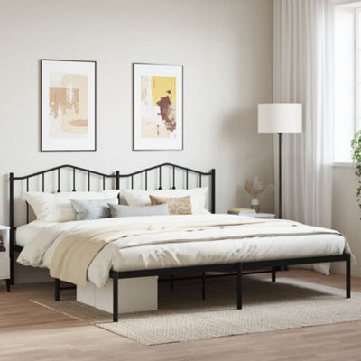 Berkfield Metal Bed Frame Without Mattress With Headboard Black 193X203Cm - image 1