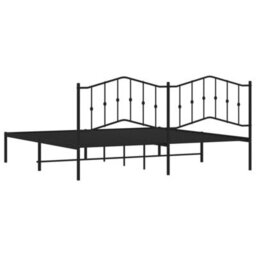 Berkfield Metal Bed Frame Without Mattress With Headboard Black 193X203Cm - thumbnail 7