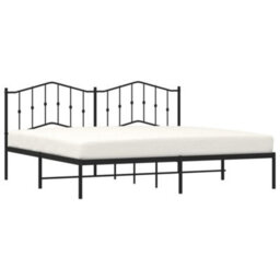Berkfield Metal Bed Frame Without Mattress With Headboard Black 193X203Cm - thumbnail 3