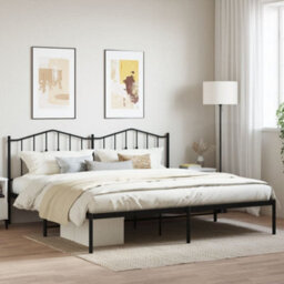 Berkfield Metal Bed Frame Without Mattress With Headboard Black 193X203Cm - thumbnail 1