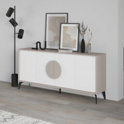 Decortie Gora Mocha Grey,white Particleboard 4 Door Sideboard With Metal Legs (W) 180Cm - thumbnail 5