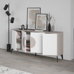 Decortie Gora Mocha Grey,white Particleboard 4 Door Sideboard With Metal Legs (W) 180Cm - thumbnail 6