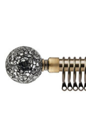 16-19mm Mirrored Extendable  Metal Curtain Pole Set Brass 160-300Cm