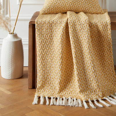 Appletree Bexley Eco-Friendly Recycled Cotton Yellow Throw - image 1