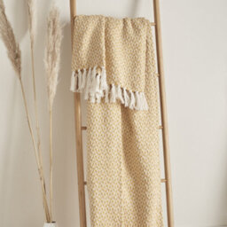 Appletree Bexley Eco-Friendly Recycled Cotton Yellow Throw - thumbnail 4