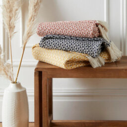 Appletree Bexley Eco-Friendly Recycled Cotton Yellow Throw - thumbnail 2