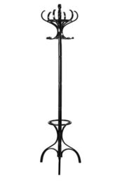 Orsina Durable Build Black Finish Floor Standing Coat Stand, Integrated Umbrella Holder Coat Stand For Bedroom