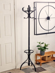 Orsina Durable Build Black Finish Floor Standing Coat Stand, Integrated Umbrella Holder Coat Stand For Bedroom - thumbnail 2