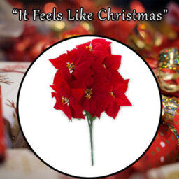 7 Head Poinsettia Bunch Christmas Decoration X 1 48Cm Red - thumbnail 7