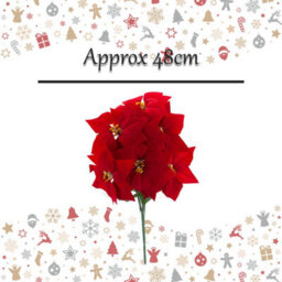 7 Head Poinsettia Bunch Christmas Decoration X 1 48Cm Red - thumbnail 2