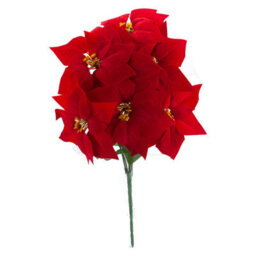 7 Head Poinsettia Bunch Christmas Decoration X 1 48Cm Red - thumbnail 1