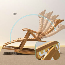Living And Home Foldable Adjustable Bamboo Indoor And Outdoor Recliner Chair Sun Lounge Rocking Chair With Retractable Footrest - thumbnail 5