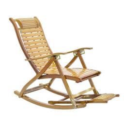 Living And Home Foldable Adjustable Bamboo Indoor And Outdoor Recliner Chair Sun Lounge Rocking Chair With Retractable Footrest - thumbnail 4