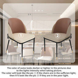 Fativo Hx80 Wx52 Dx50Cm Set Of 2 Dining Microfiber Leather Chairs Streamlined Frame Occasional Chair, Reddish Brown And Beige - thumbnail 9