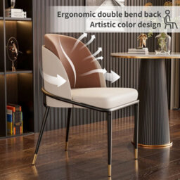 Fativo Hx80 Wx52 Dx50Cm Set Of 2 Dining Microfiber Leather Chairs Streamlined Frame Occasional Chair, Reddish Brown And Beige - thumbnail 8