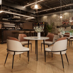 Fativo Hx80 Wx52 Dx50Cm Set Of 2 Dining Microfiber Leather Chairs Streamlined Frame Occasional Chair, Reddish Brown And Beige - thumbnail 6