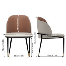 Fativo Hx80 Wx52 Dx50Cm Set Of 2 Dining Microfiber Leather Chairs Streamlined Frame Occasional Chair, Reddish Brown And Beige - thumbnail 2