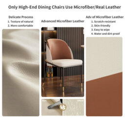 Fativo Hx80 Wx52 Dx50Cm Set Of 2 Dining Microfiber Leather Chairs Streamlined Frame Occasional Chair, Reddish Brown And Beige - thumbnail 7