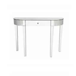 Mihomeuk Cadby Half Moon Silver Mirrored Dressing Table With 1 Drawer - thumbnail 1