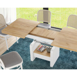 Heze Furniture Lotta 2 In 1 Extending Coffee / Dining Table 120-180Cm - Golden Craft Oak / White - thumbnail 5