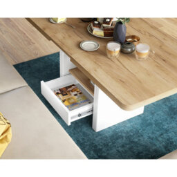 Heze Furniture Lotta 2 In 1 Extending Coffee / Dining Table 120-180Cm - Golden Craft Oak / White - thumbnail 4
