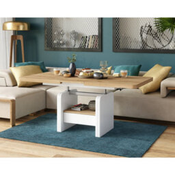 Heze Furniture Lotta 2 In 1 Extending Coffee / Dining Table 120-180Cm - Golden Craft Oak / White - thumbnail 7