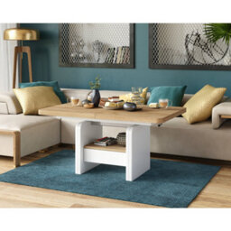 Heze Furniture Lotta 2 In 1 Extending Coffee / Dining Table 120-180Cm - Golden Craft Oak / White - thumbnail 6