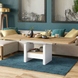 Heze Furniture Lotta 2 In 1 Extending Coffee / Dining Table 120-180Cm - Golden Craft Oak / White