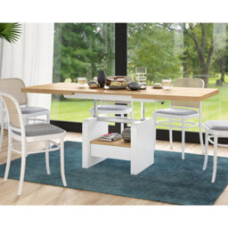 Heze Furniture Lotta 2 In 1 Extending Coffee / Dining Table 120-180Cm - Golden Craft Oak / White - thumbnail 3