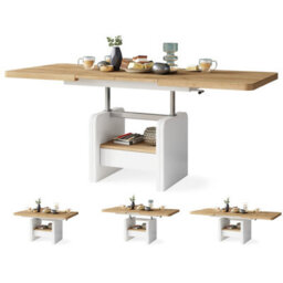 Heze Furniture Lotta 2 In 1 Extending Coffee / Dining Table 120-180Cm - Golden Craft Oak / White - thumbnail 9