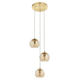 Anson Lighting Iowa 3Lt Pendant Light Finished In Satin Brass Plate And Champagne Lustre Glass - thumbnail 2