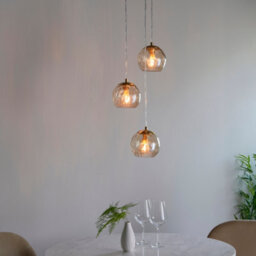 Anson Lighting Iowa 3Lt Pendant Light Finished In Satin Brass Plate And Champagne Lustre Glass - thumbnail 5