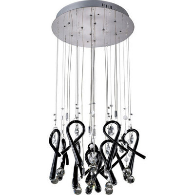 Luminosa Lighting Luminosa Class Pendant Round 10 Light G4 Polished Chrome/black Glass/crystal, Not Led/cfl Compatible - image 1