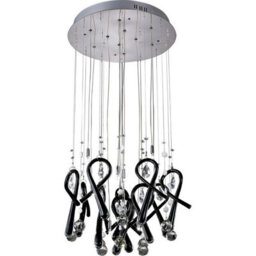 Luminosa Lighting Luminosa Class Pendant Round 10 Light G4 Polished Chrome/black Glass/crystal, Not Led/cfl Compatible
