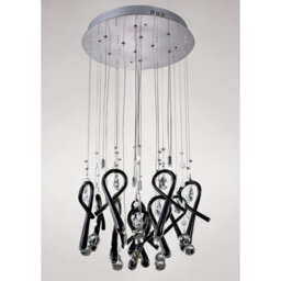 Luminosa Lighting Luminosa Class Pendant Round 10 Light G4 Polished Chrome/black Glass/crystal, Not Led/cfl Compatible - thumbnail 2