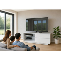 "Homeology Gallus Gloss White With 2-White Drawers And 2 Shelves Up To 55"" Led/oled/lcd Tv Cabinet" - thumbnail 5