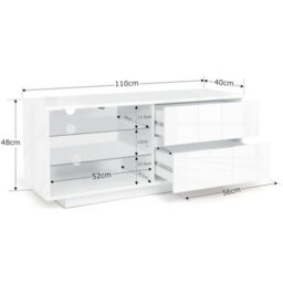 "Homeology Gallus Gloss White With 2-White Drawers And 2 Shelves Up To 55"" Led/oled/lcd Tv Cabinet" - thumbnail 6