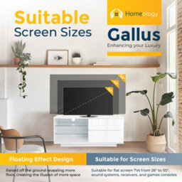 "Homeology Gallus Gloss White With 2-White Drawers And 2 Shelves Up To 55"" Led/oled/lcd Tv Cabinet" - thumbnail 3