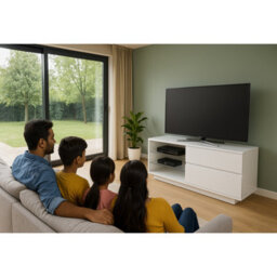 "Homeology Gallus Gloss White With 2-White Drawers And 2 Shelves Up To 55"" Led/oled/lcd Tv Cabinet" - thumbnail 9