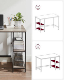Songmics Shelved Work Desk, Industrial Style Office Table With Storage Options, Heather Greige And Ink Black - thumbnail 5